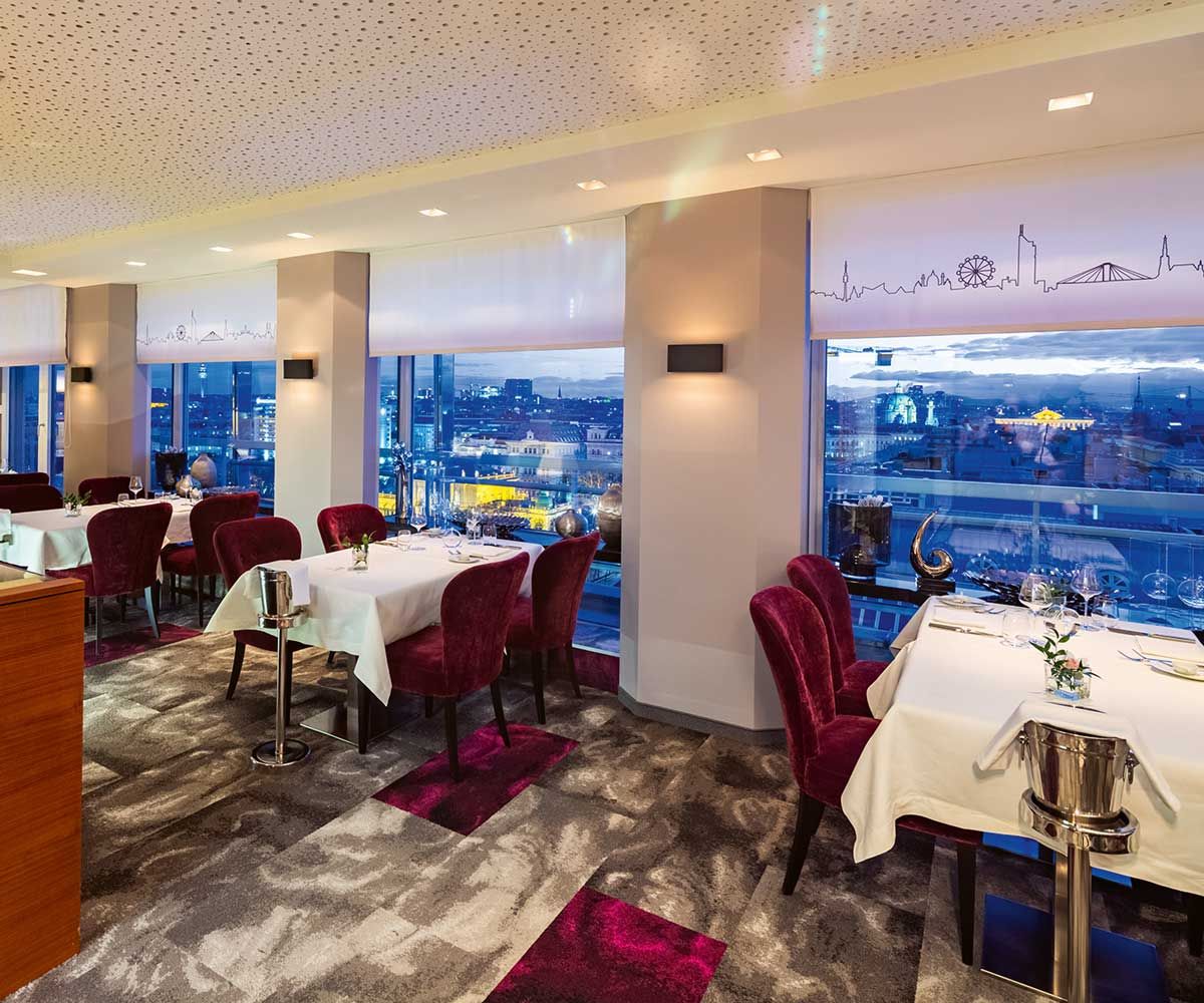 Das Restaurant gewährte einen Blick über die Skyline Wiens