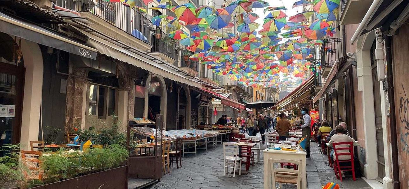 Restaurants beim Fischmarkt von Catania