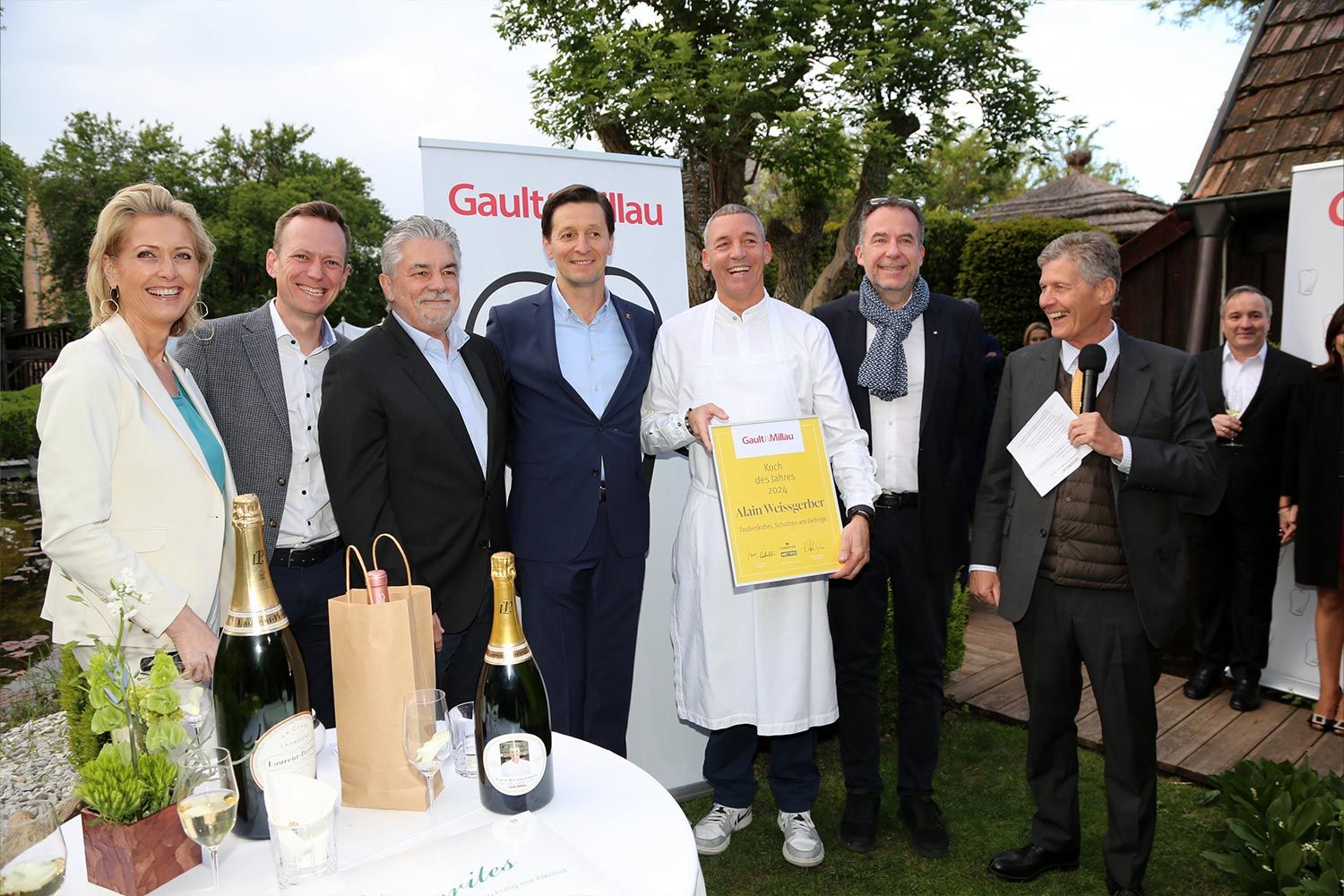 Koch des Jahres Verleihung. Martina Hohenlohe, Christoph Spitzer, Reinhard Hanusch, Milan Stevic, Alain Weissgerber, Thierry Guillon-Verne, Karl Hohenlohe 