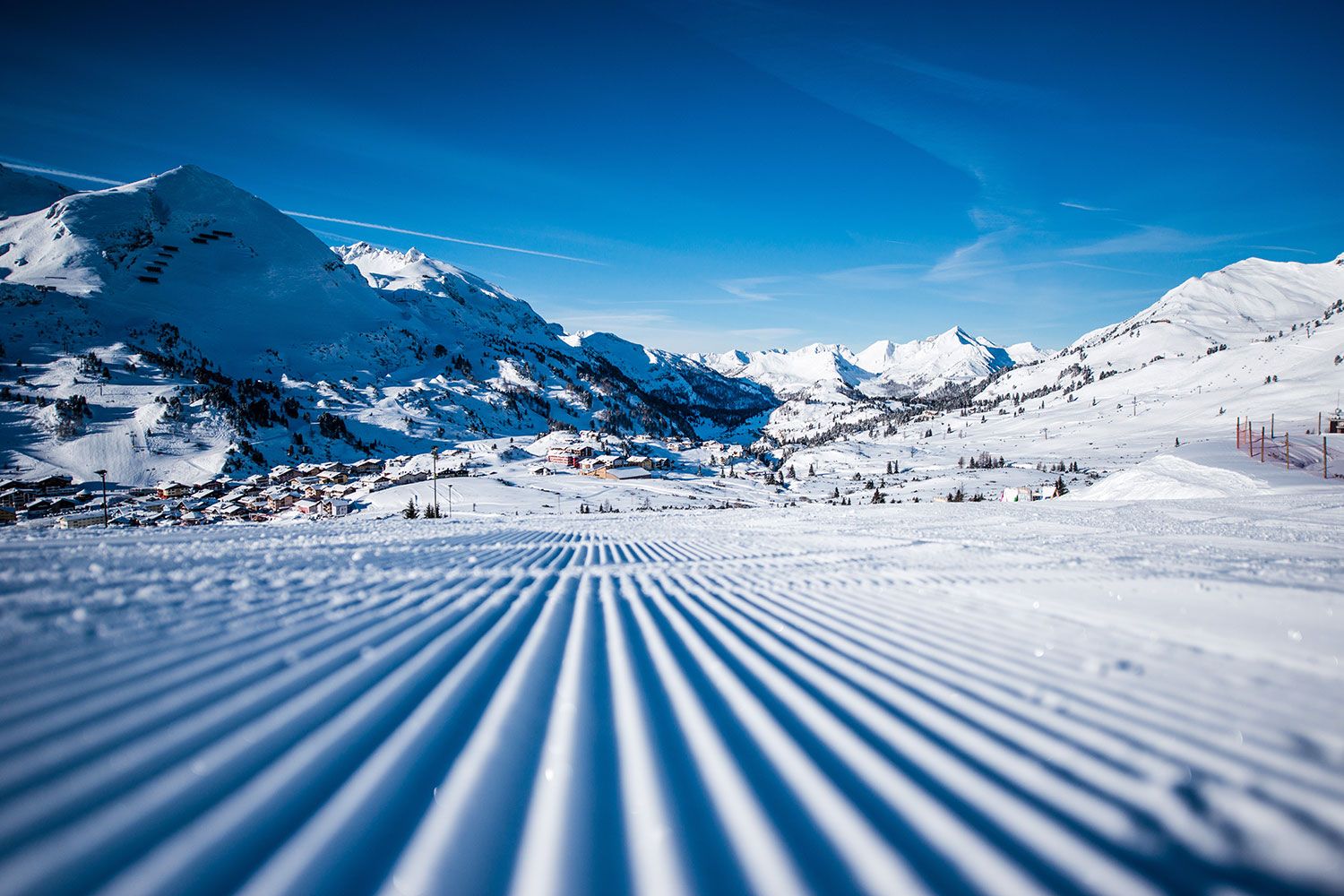 Frisch präparierte Piste