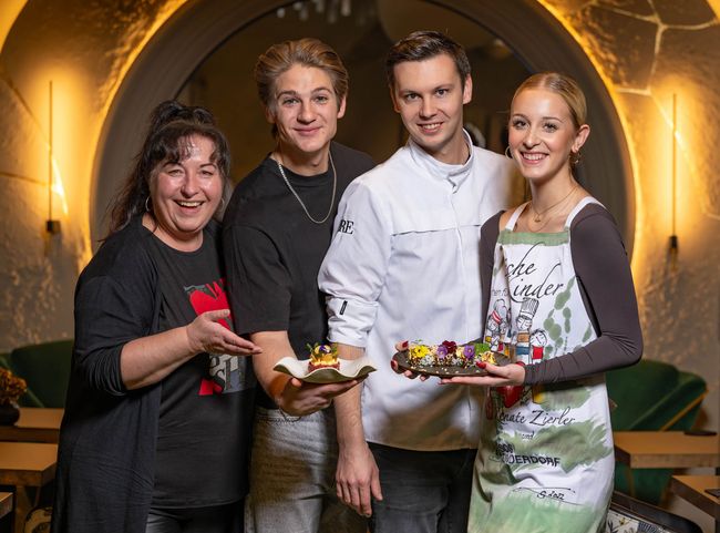 © „Köche kochen für Kinder“ Renate Zierler, Timotheus Hollweg, Lukas Kienbauer und Anna Rosa Döller