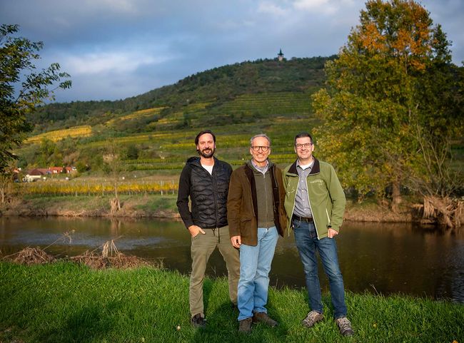 © Robert Herbst Alwin Jurtschitsch, Rudi Rabl und Wolfgang Groll vom Weinkomitee Kamptal