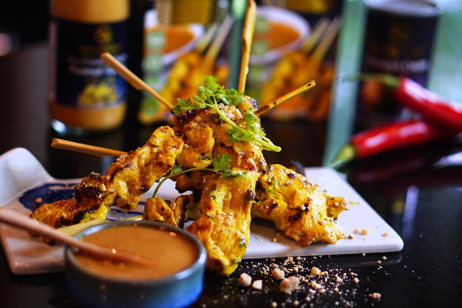 Satay mit Blue Elephant-Zutaten